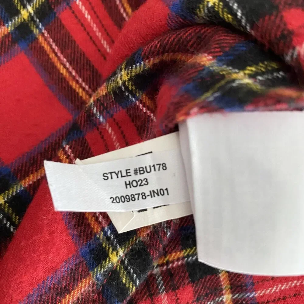 J.Crew Factory Shirt Mens Large Red Plaid Flannel Long Sleeve Classic Fit